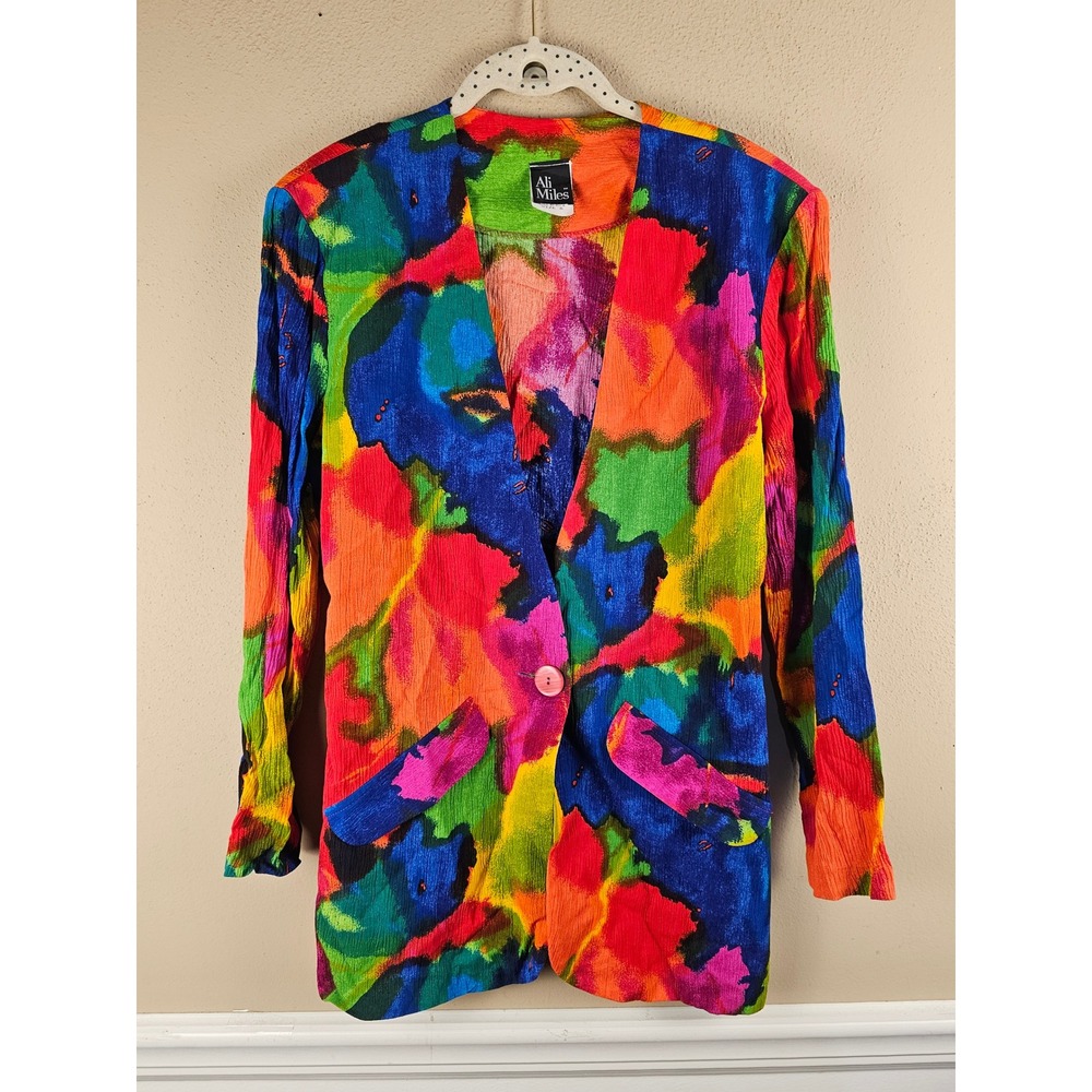 Vintage Ali Miles Womens Multicolor Artsy Blazer 6